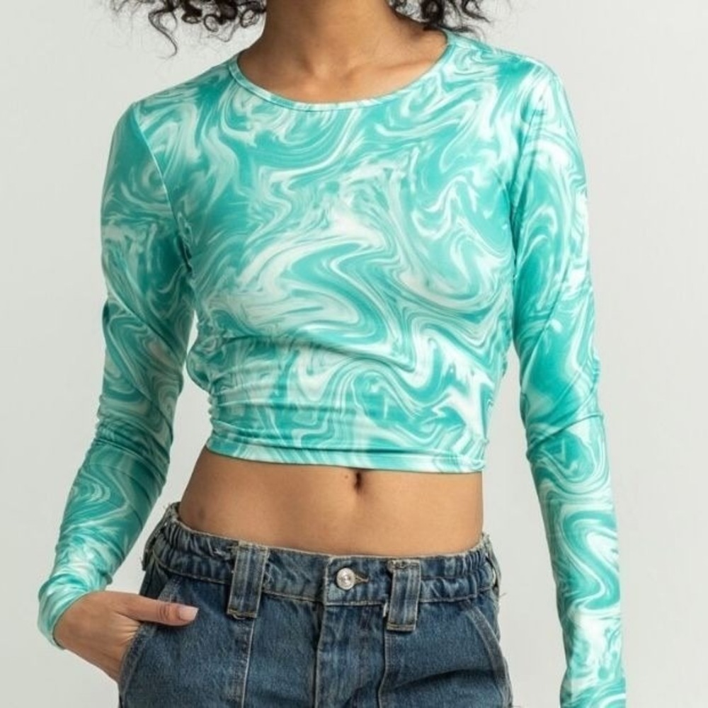 Full Tilt Printed Open Back Womens Tee NWT Green XXL